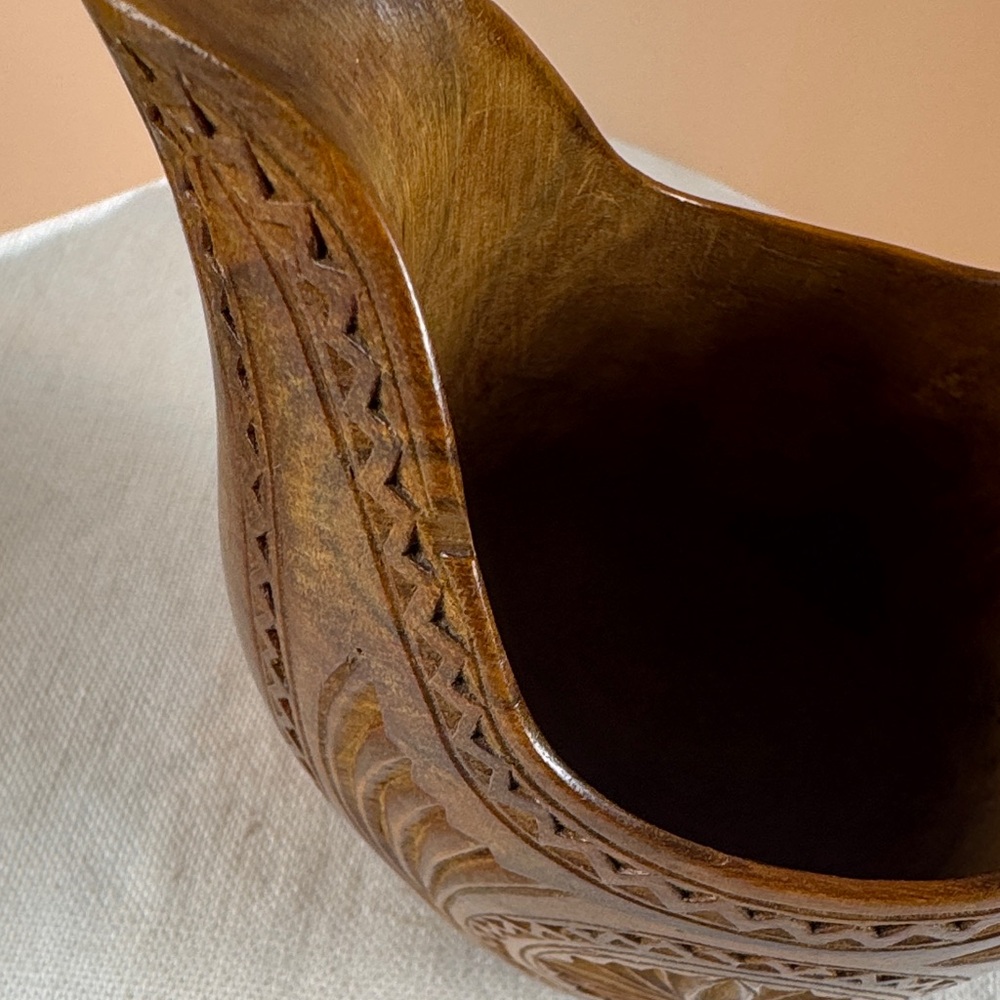 Yugoslavia Wedding Ceremonial Carved Wooden Decorative Jug/Cup - Picture 9 of 15